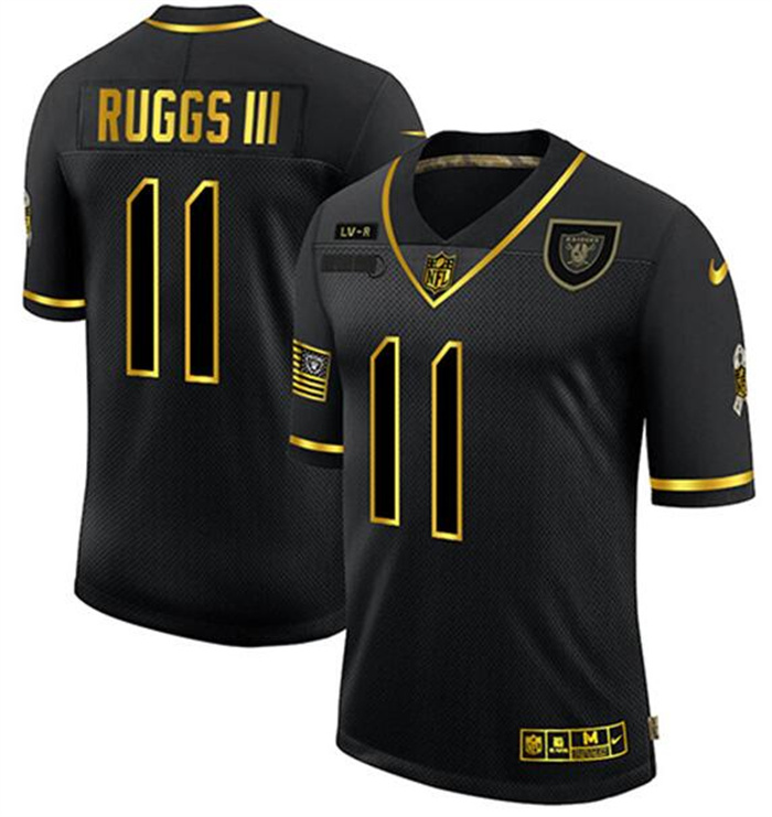 Men's Las Vegas Raiders Customized 2020 Black/Gold Salute To Service Limited Stitched Jersey